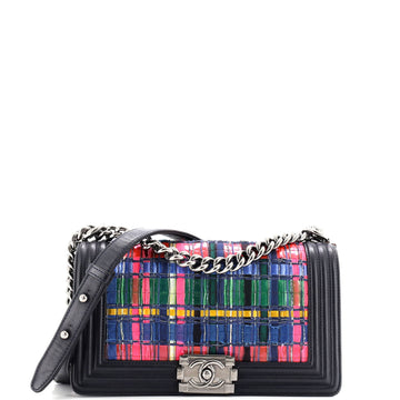 Boy Flap Bag Woven Pvc With Lambskin Old