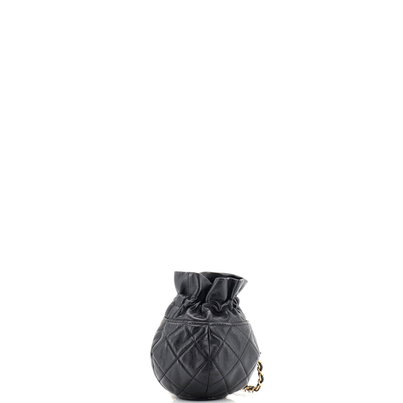 Drawstring Cc Round Bucket Clutch With