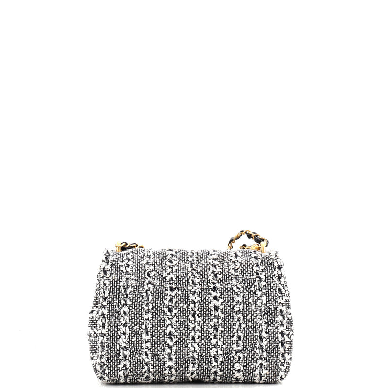 Pearl Chain Cc Flap Bag Quilted Tweed