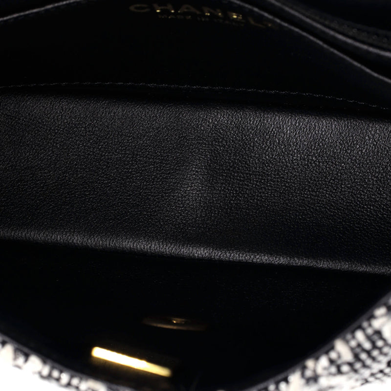 Pearl Chain Cc Flap Bag Quilted Tweed