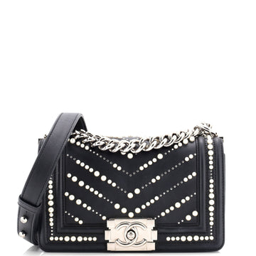 Boy Flap Bag Pearl Embellished Chevron