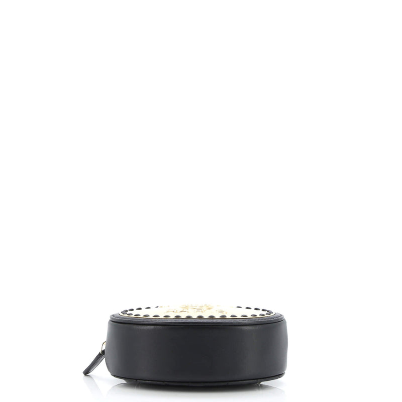 Logo Plate Oval Clutch With Chain Metal