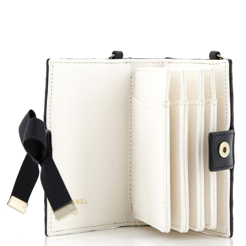 Cc Book Card Holder With Chain Quilted