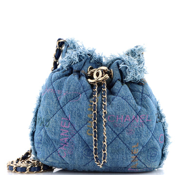 Denim Mood Chain Bucket Bag Logo Printed