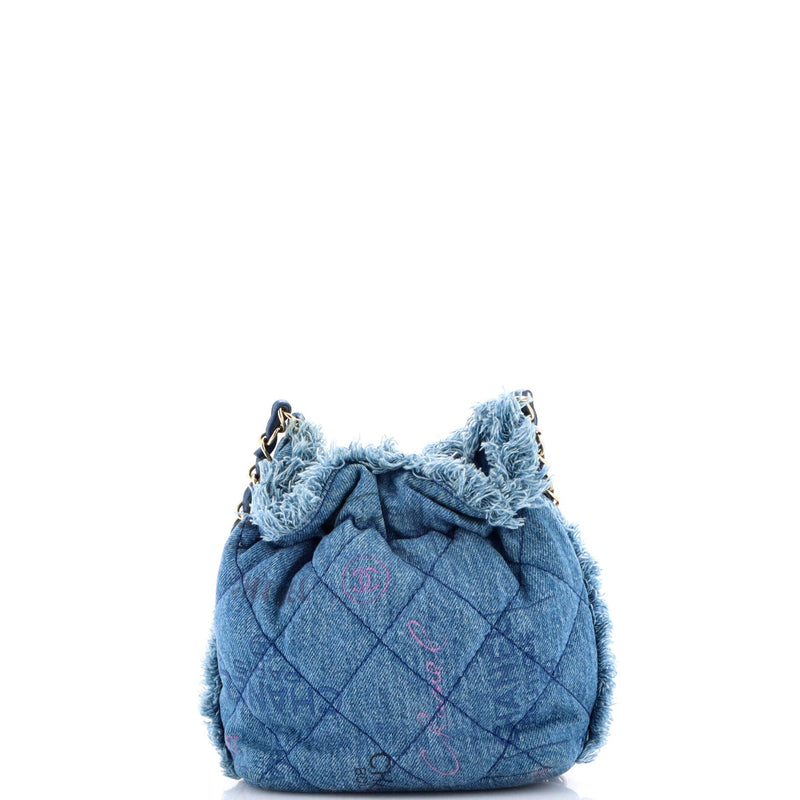 Denim Mood Chain Bucket Bag Logo Printed