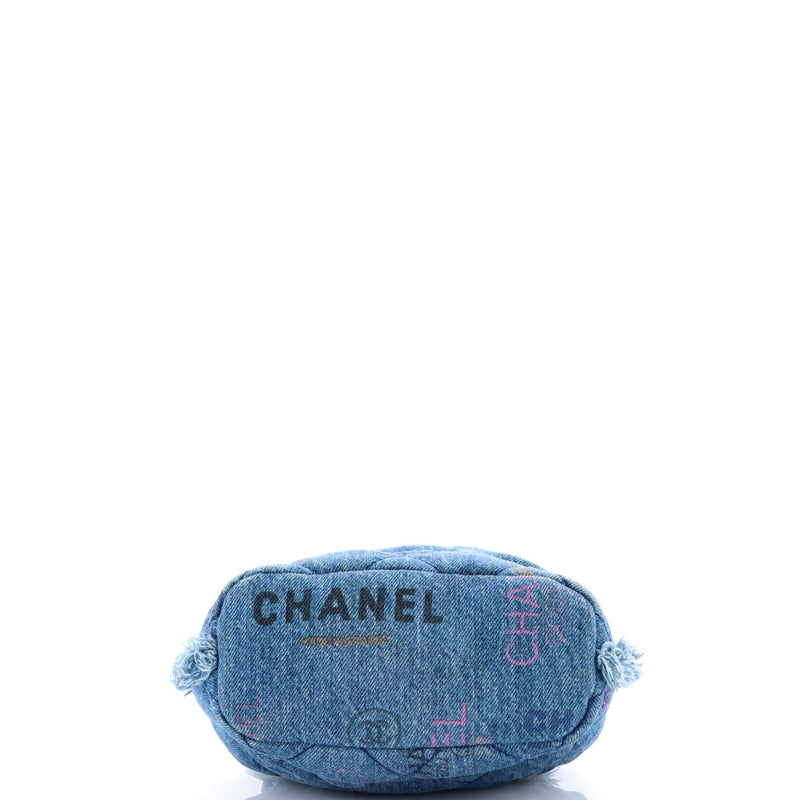 Denim Mood Chain Bucket Bag Logo Printed