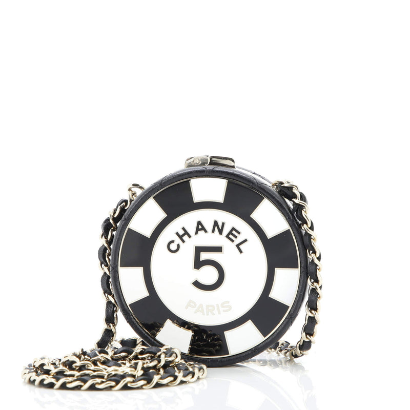 Poker Chip Clutch With Chain Quilted