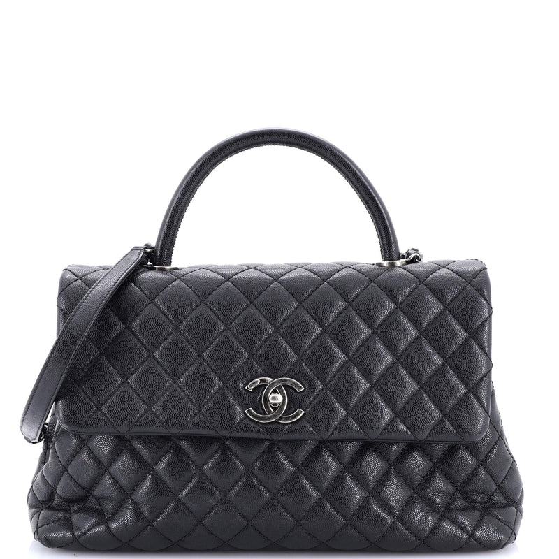 Coco Top Handle Bag Quilted Caviar
