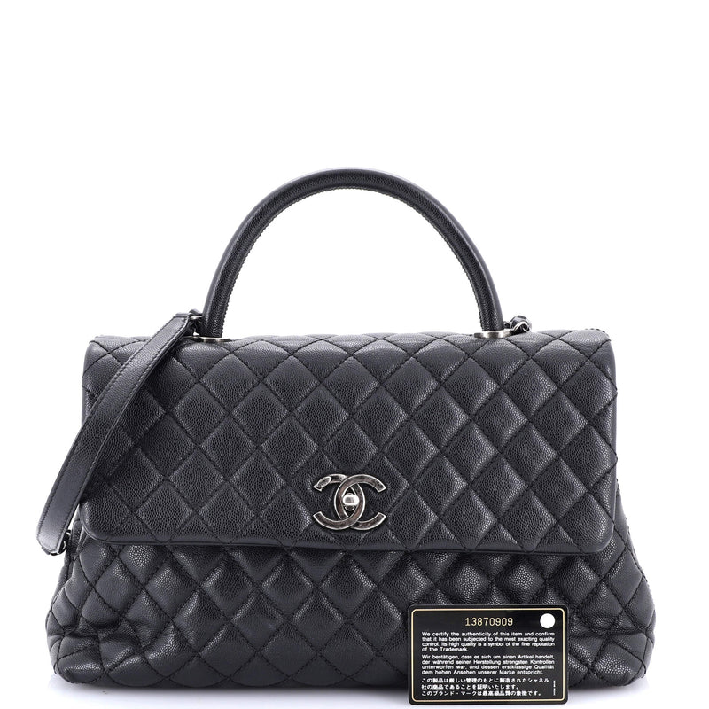Coco Top Handle Bag Quilted Caviar
