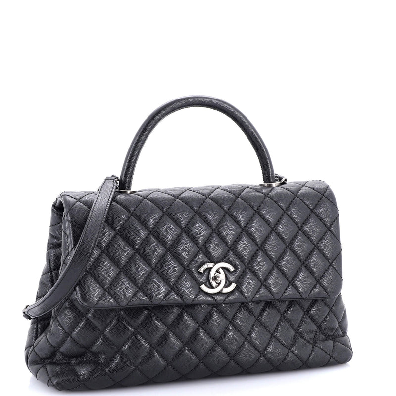 Coco Top Handle Bag Quilted Caviar