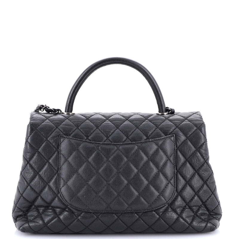 Coco Top Handle Bag Quilted Caviar