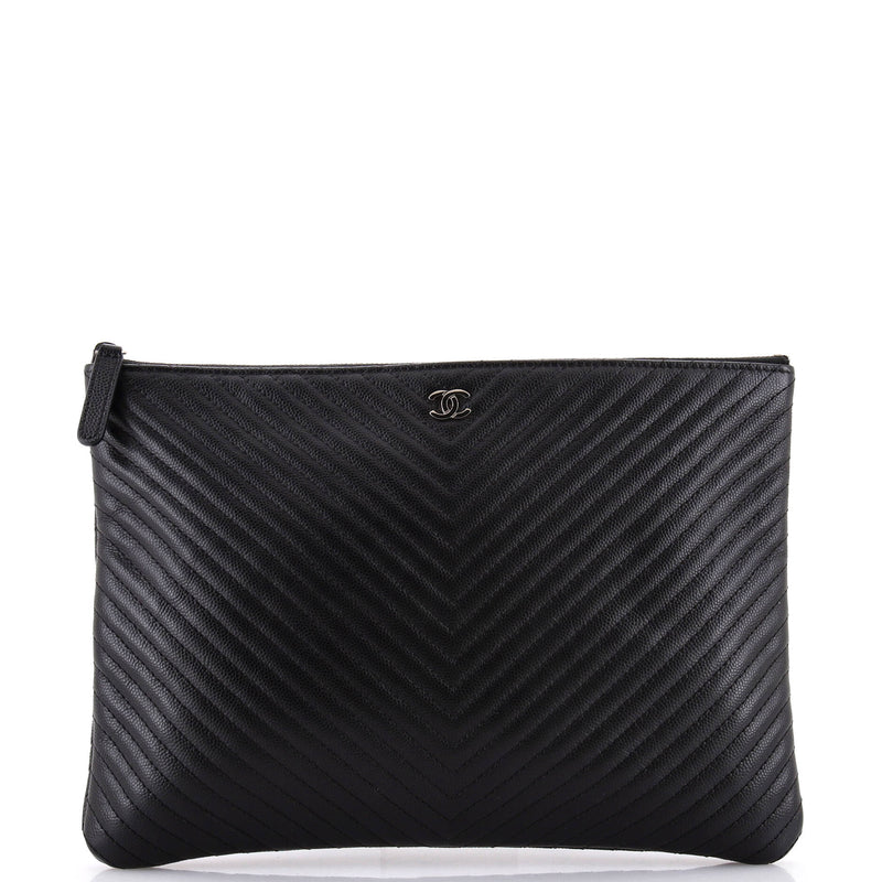 O Case Clutch Chevron Caviar Large
