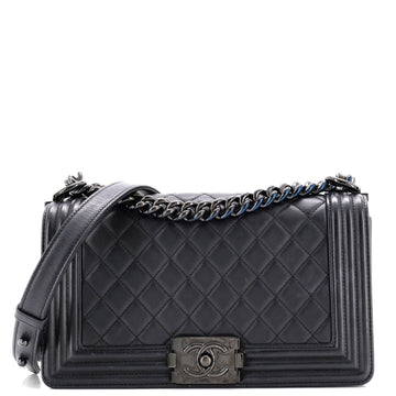 So Black Boy Flap Bag Quilted Calfskin