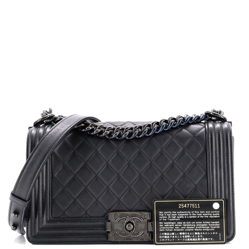 So Black Boy Flap Bag Quilted Calfskin