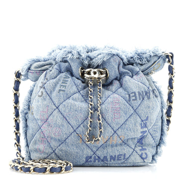Denim Mood Chain Bucket Bag Logo Printed