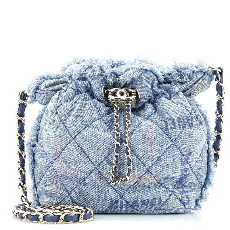 Denim Mood Chain Bucket Bag Logo Printed