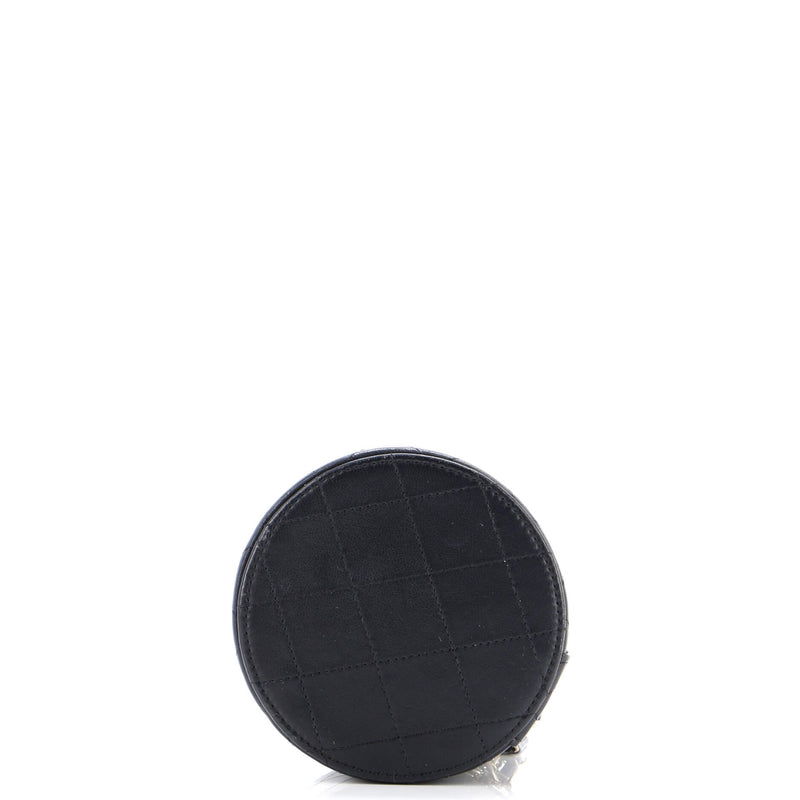 Cc Round Vanity Case With Chain Quilted