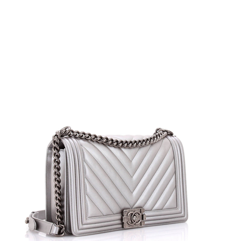 Boy Flap Bag Chevron Caviar New Medium