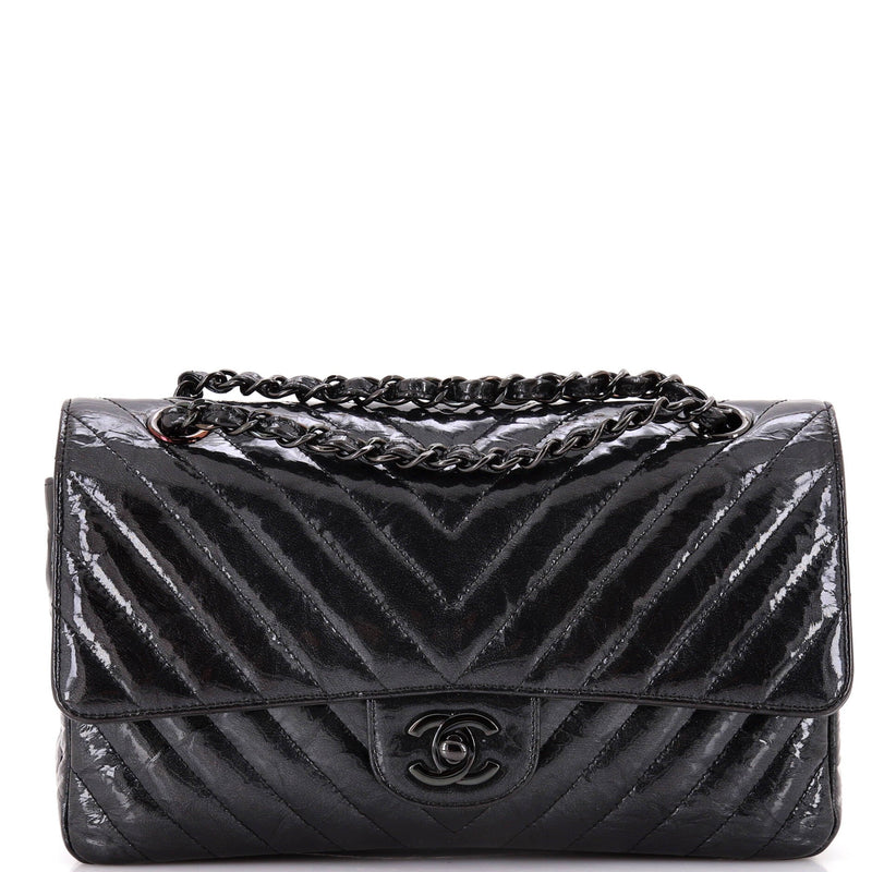 So Black Classic Double Flap Bag Chevron