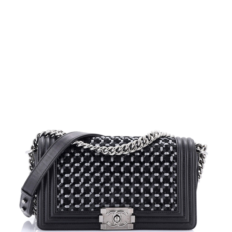 Boy Flap Bag Braided Patent And Calfskin