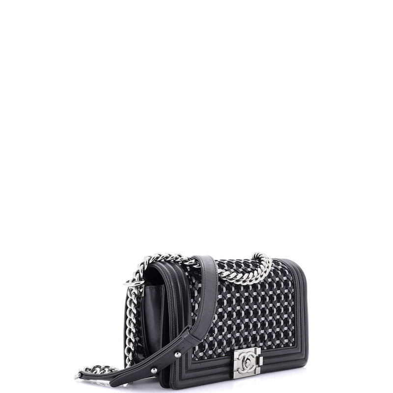 Boy Flap Bag Braided Patent And Calfskin