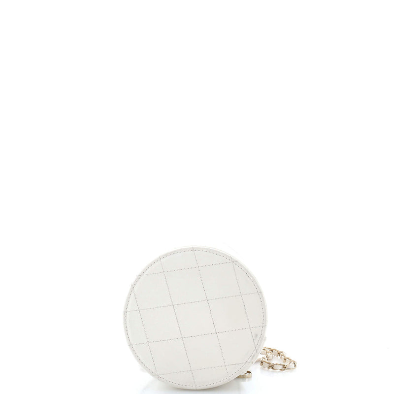Cc Round Vanity Case With Chain Quilted