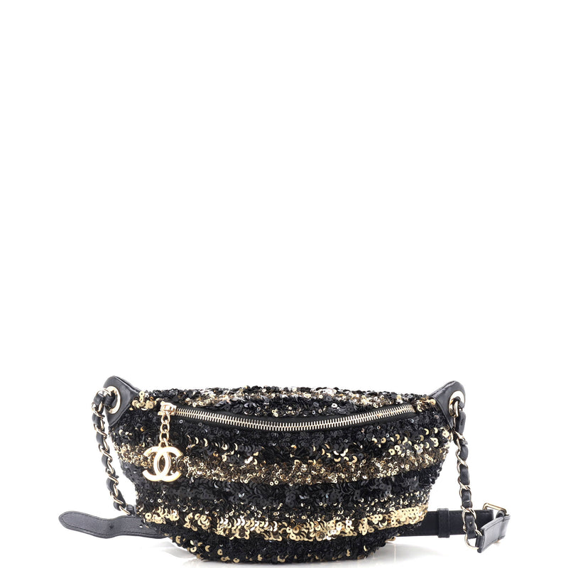 Cc Charm Zip Waist Bag Sequins And