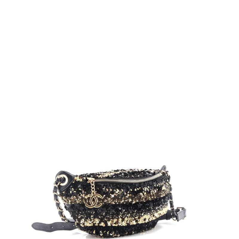 Cc Charm Zip Waist Bag Sequins And
