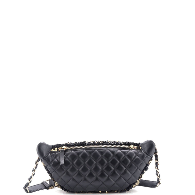 Cc Charm Zip Waist Bag Sequins And