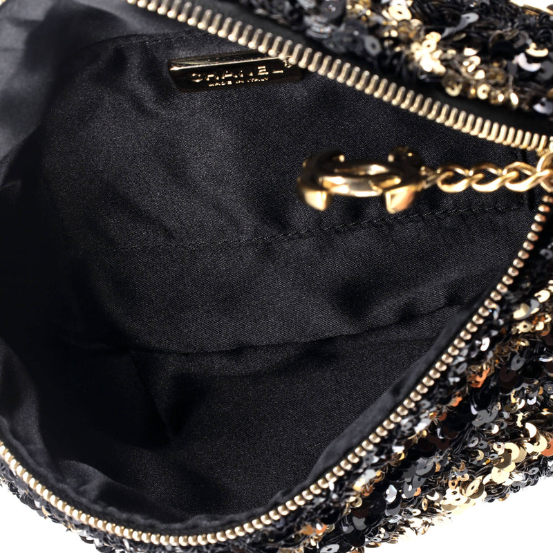 Cc Charm Zip Waist Bag Sequins And