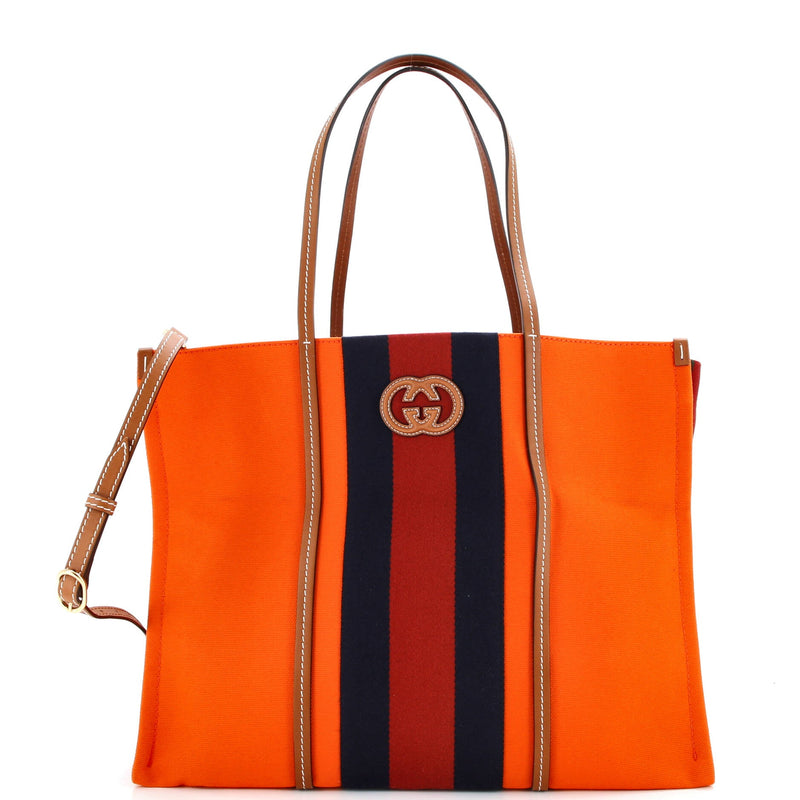 Interlocking G Web Tote Canvas Large