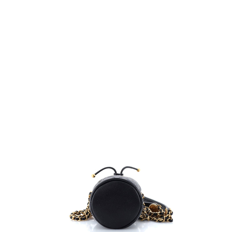 Twist Your Buttons Drawstring Bucket Bag