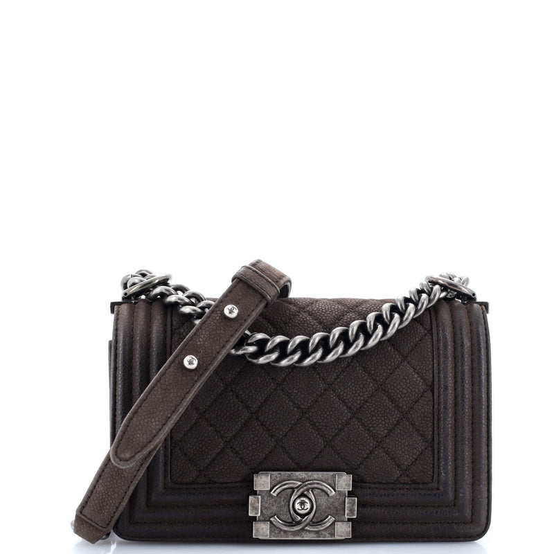 Boy Flap Bag Quilted Matte Caviar Small