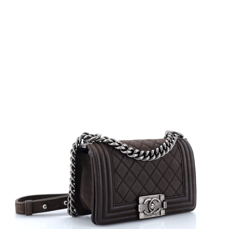 Boy Flap Bag Quilted Matte Caviar Small