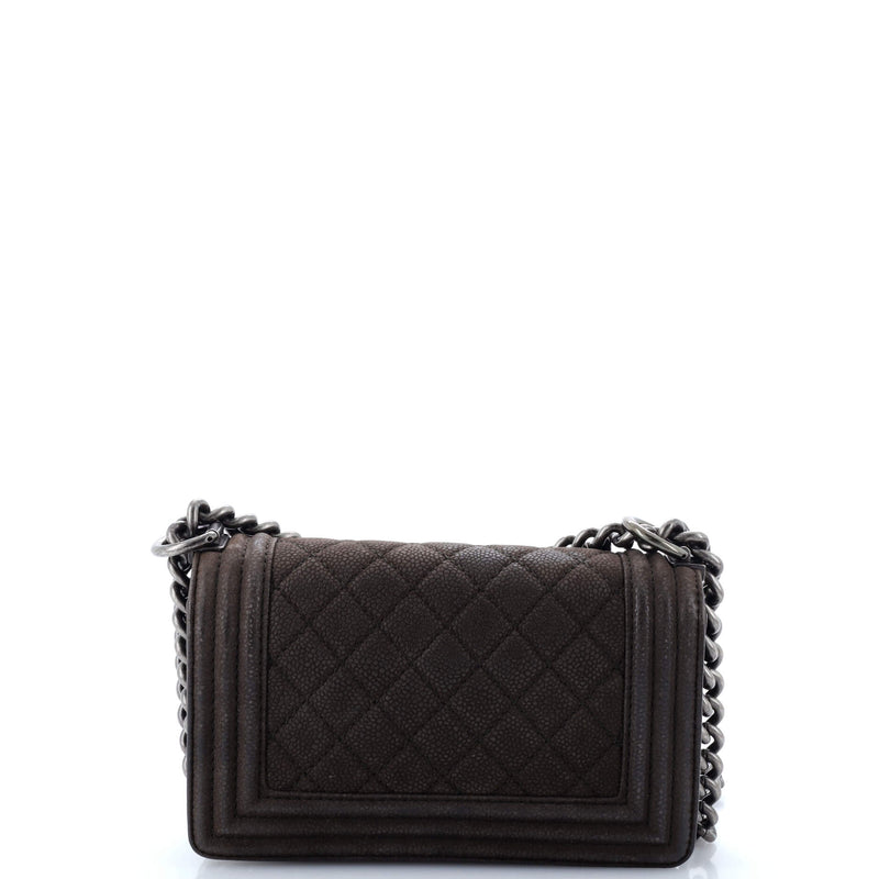 Boy Flap Bag Quilted Matte Caviar Small
