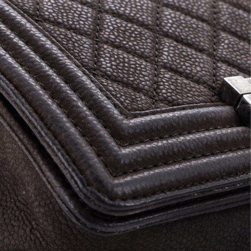 Boy Flap Bag Quilted Matte Caviar Small