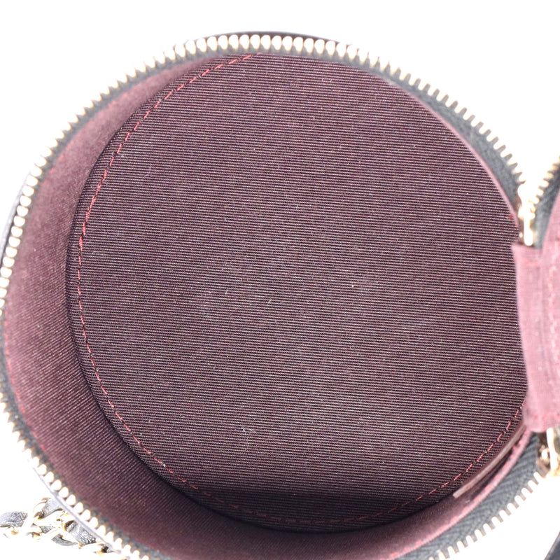 Cc Round Vanity Case With Chain Quilted