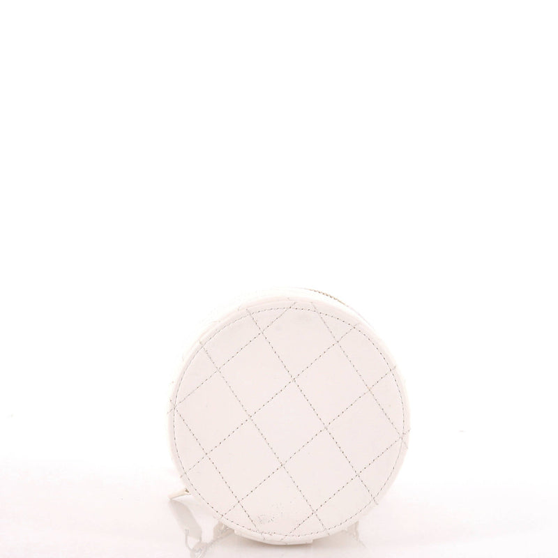 Cc Round Vanity Case With Chain Quilted