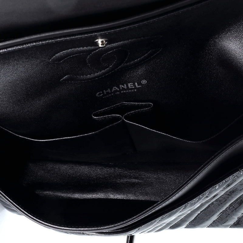 So Black Classic Double Flap Bag Chevron