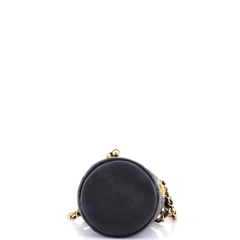 Twist Your Buttons Drawstring Bucket Bag