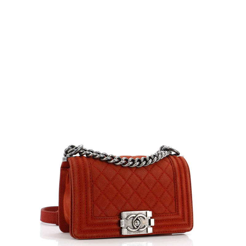 Boy Flap Bag Quilted Matte Caviar Small