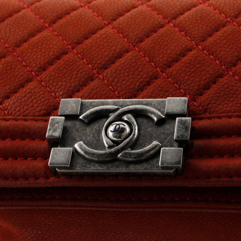 Boy Flap Bag Quilted Matte Caviar Small