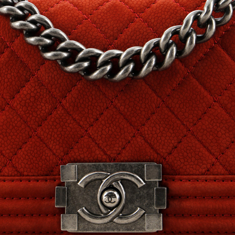 Boy Flap Bag Quilted Matte Caviar Small