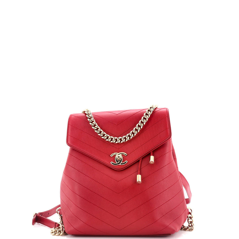 Coco Chevron Backpack Stitched Calfskin