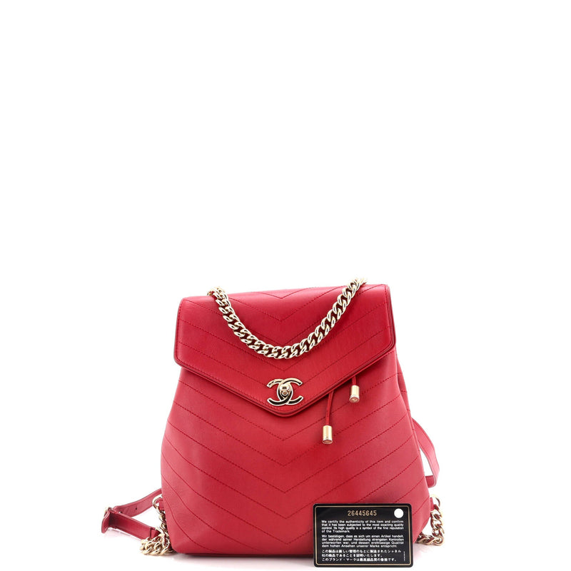 Coco Chevron Backpack Stitched Calfskin