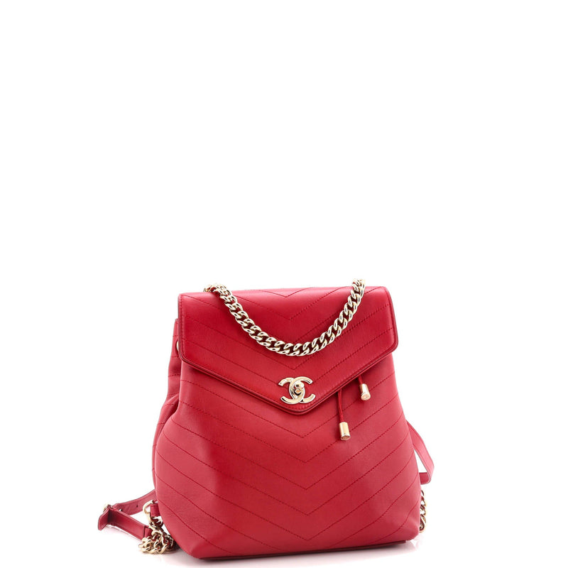 Coco Chevron Backpack Stitched Calfskin