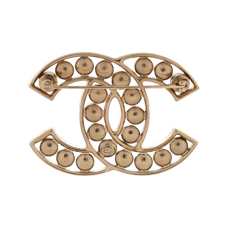 Cc Brooch Metal With Faux Pearls