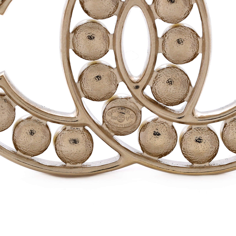 Cc Brooch Metal With Faux Pearls