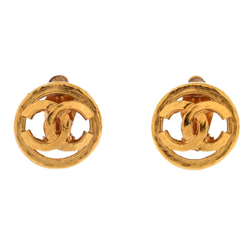 Vintage Cc Round Cutout Clip-On Earrings