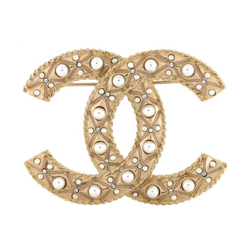 Cc Brooch Metal With Crystals And Faux